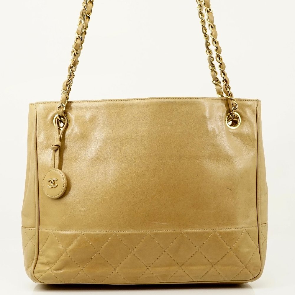 Chanel Shopping Tote Beige Leather #N8555H89-34